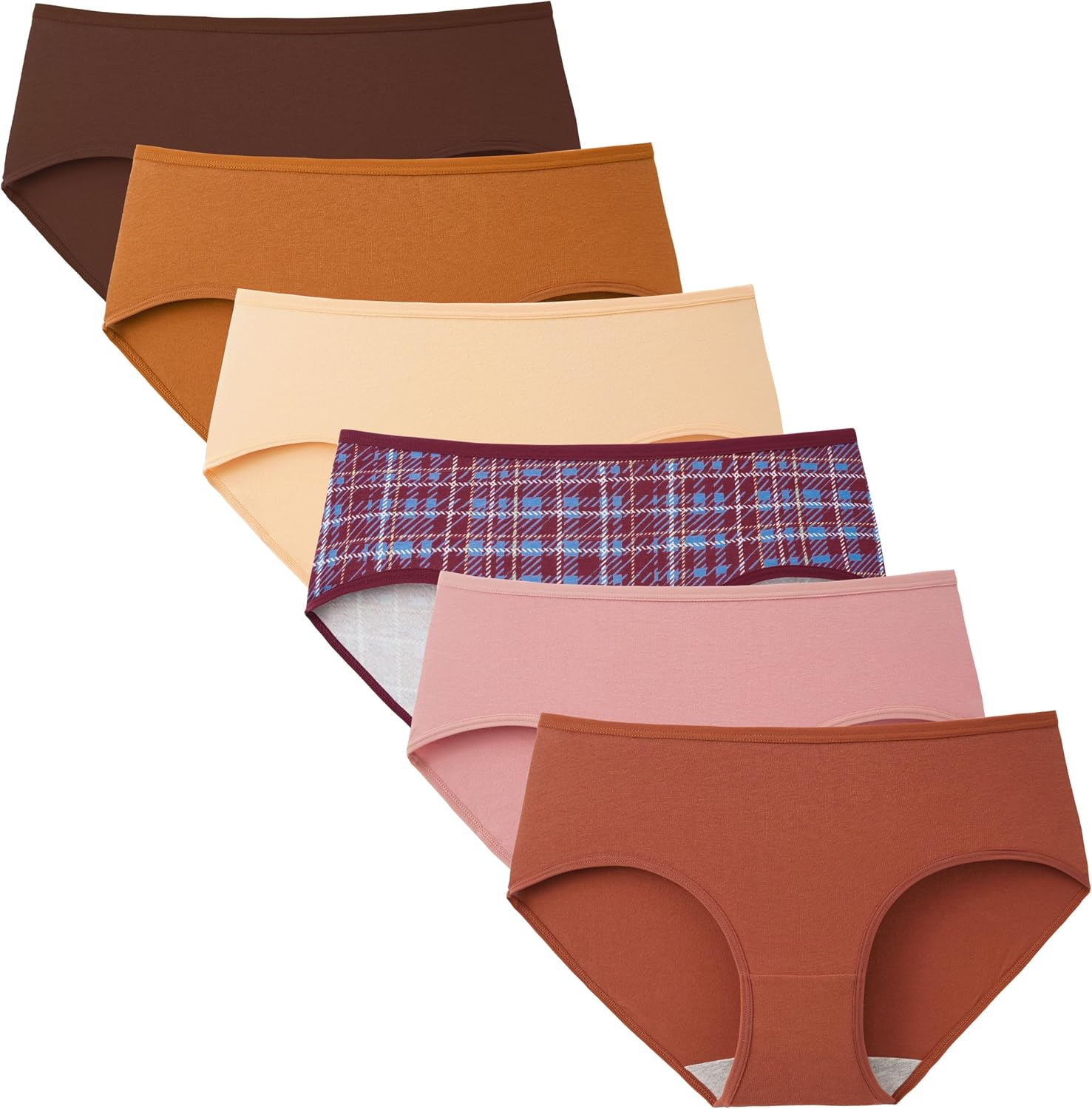 INNERSY lot de 6 culottes femme en coton doux, taille basse élastique