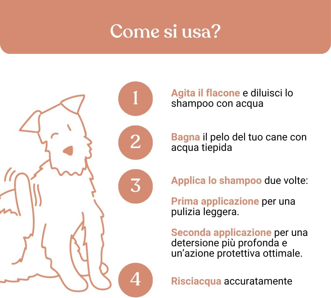 Detalle de Bau Cosmesi Shampoo Lenitivo per Cani: sollievo per pelle sensibile con camomilla, calendula e lavanda