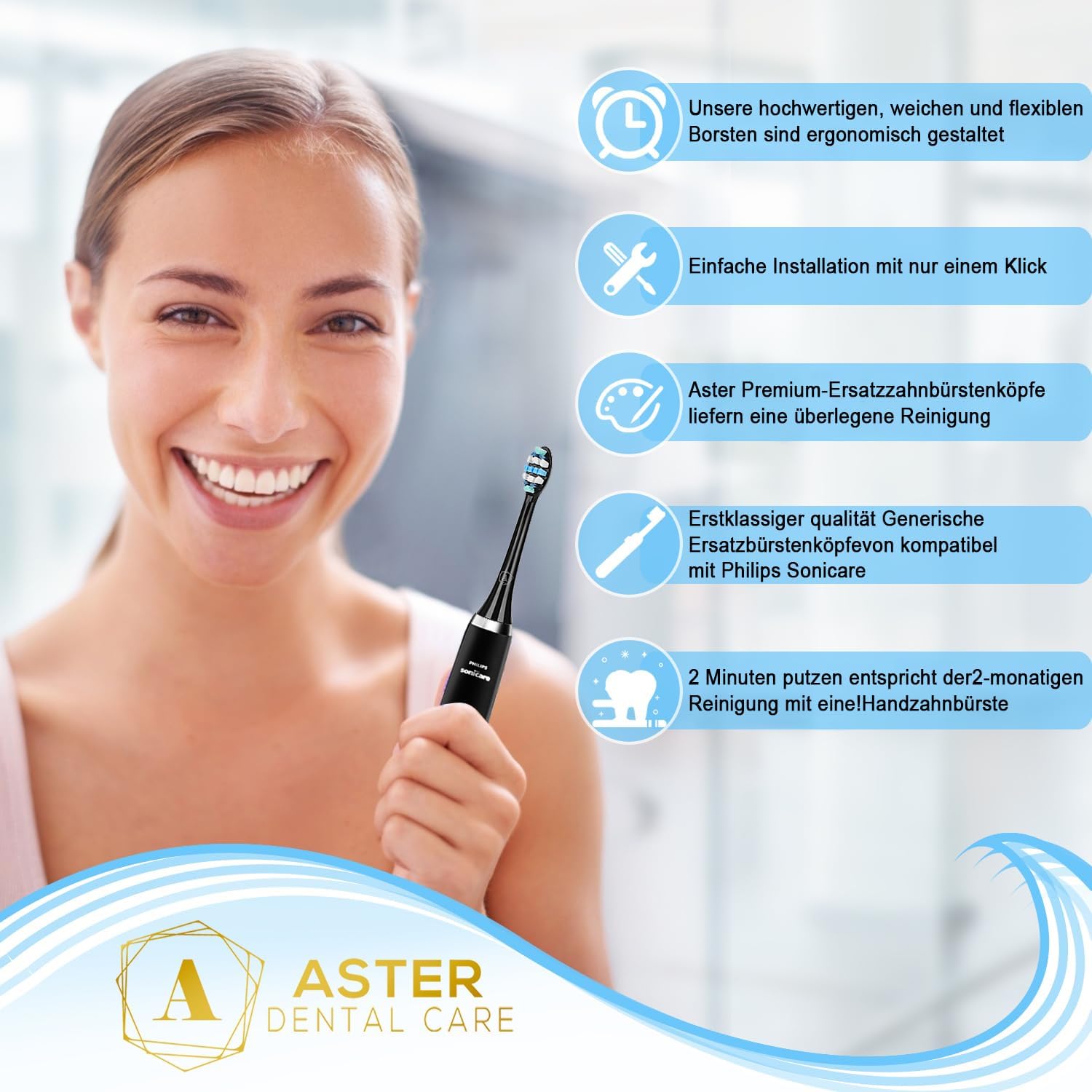 Thumbnail 5 de Aster Aufsteckbürsten Ersatzbürsten 16 Stück 🪥