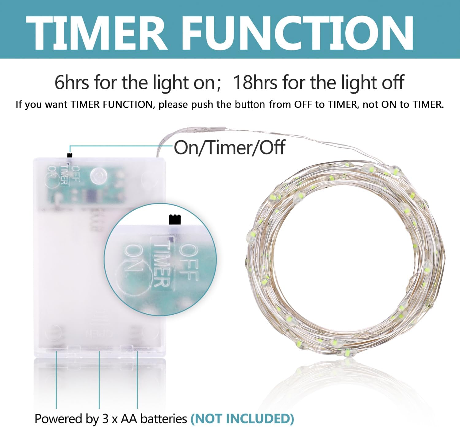 Thumbnail 2 de Lichterketten Batterie Timer – 5 m Micro-Drahtlichterkette mit 50 LED (IP65), kaltweiß, 4er-Set
