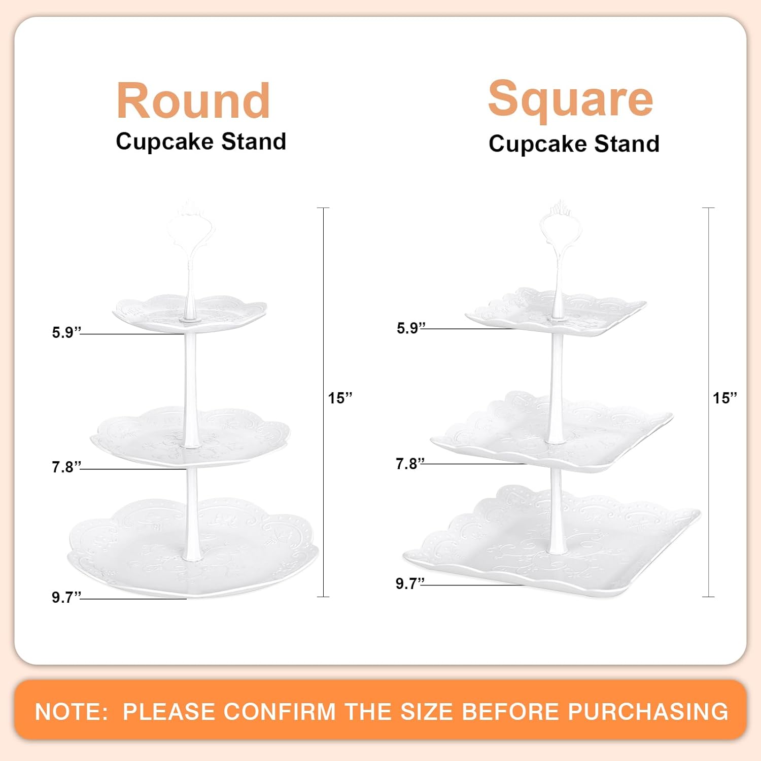 Thumbnail 4 de Mwellewm 10-Piece Tiered Cupcake Stand Set (4 White 3-Tier Cake Stands + Serving Trays)