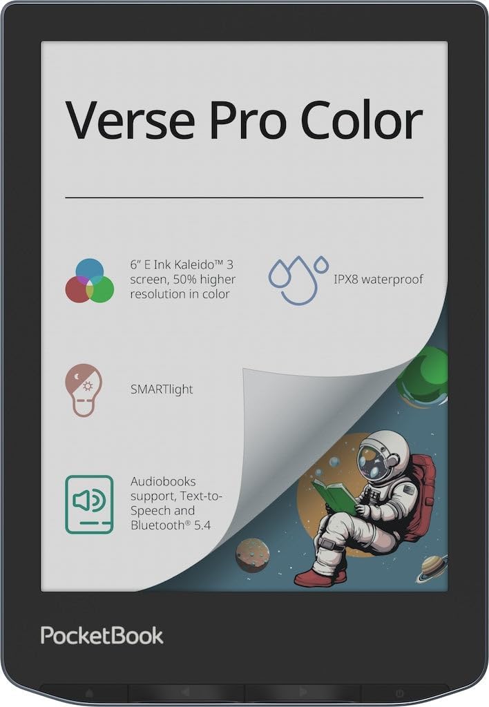 Detalle de PocketBook Verse Pro Color PB634K3-1-WW, czytnik 6″ E Ink Kaleido 3, SmartLight, IPX8