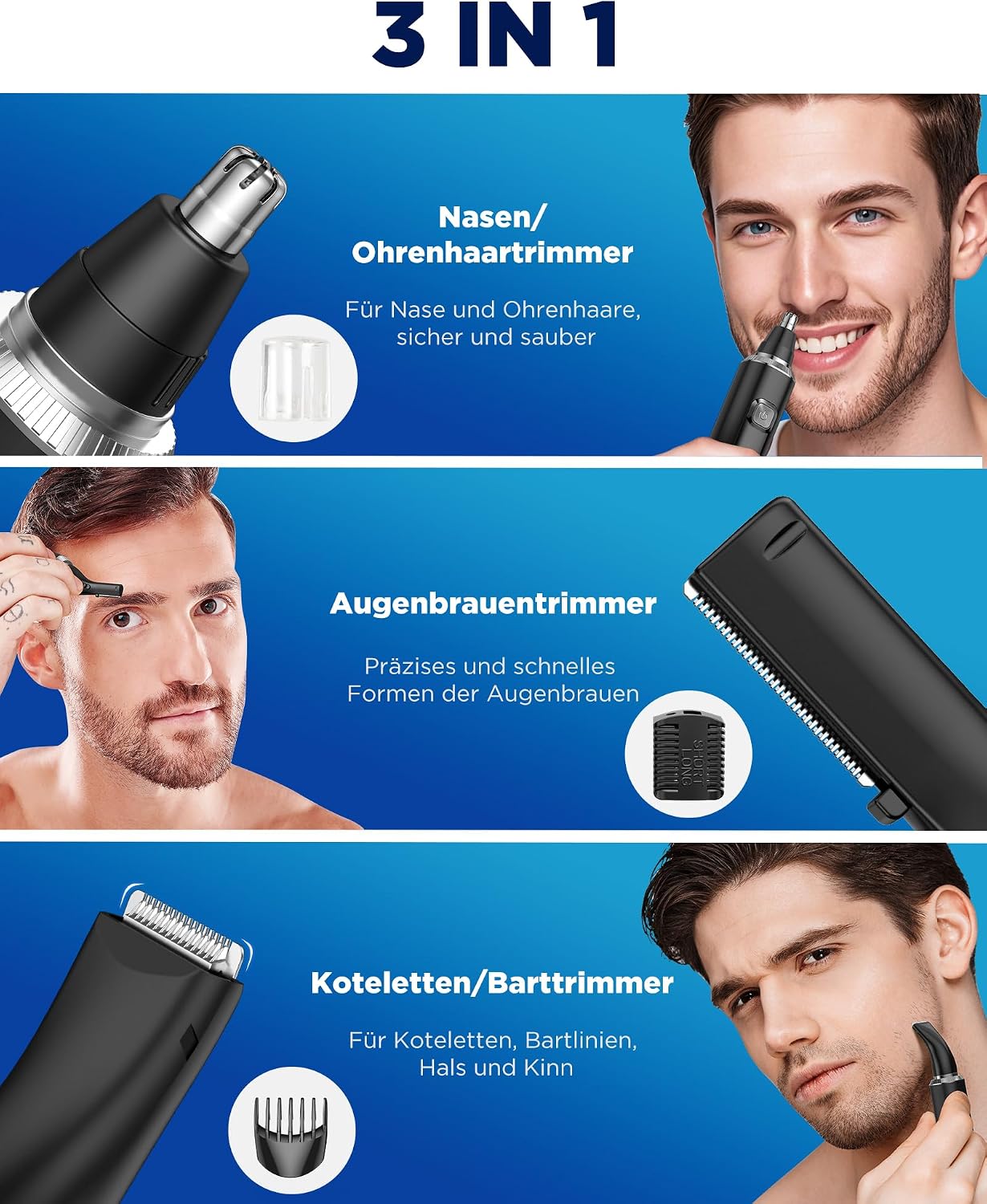 Thumbnail 1 de Nasenhaartrimmer 3 in 1 mit LED Akku