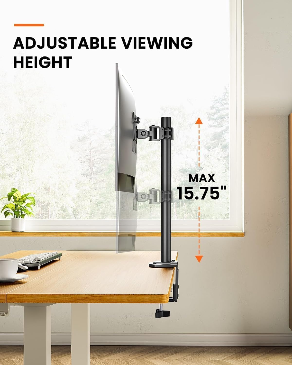 Detalle de ErGear Single Monitor Stand for 13–32” Screens, VESA 75x75/100x100 – Stable, space-saving desk mount