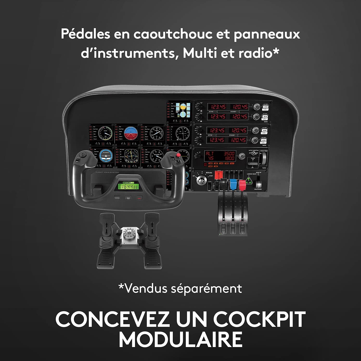 Thumbnail 3 de Logitech G Saitek Pro Flight Yoke Système de manche et bloc de commande USB (5 axes, commande des gaz incluse) — Noir