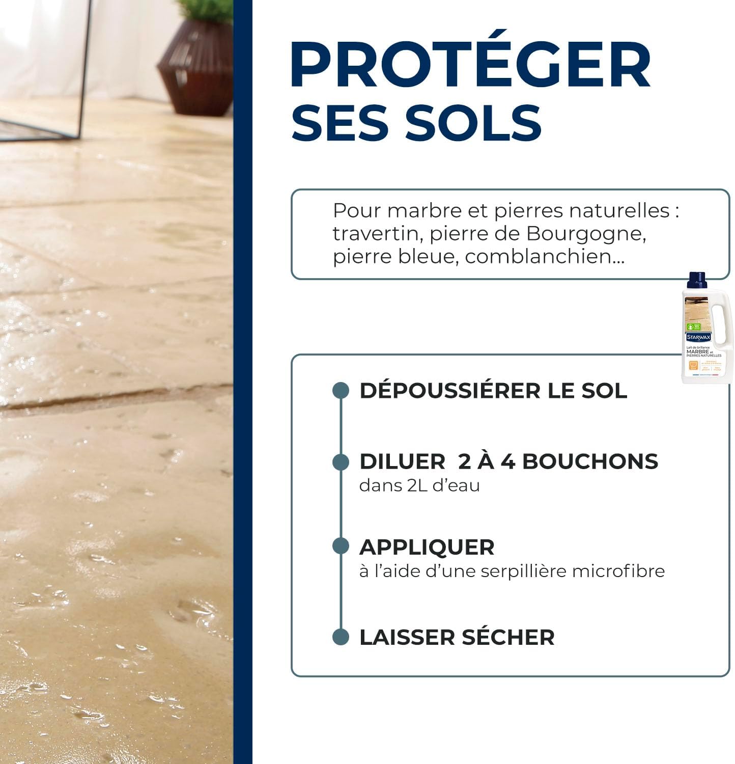 Thumbnail 3 de STARWAX Lait de Brillance pour marbres et pierres naturelles (sans rinçage) – 1 L