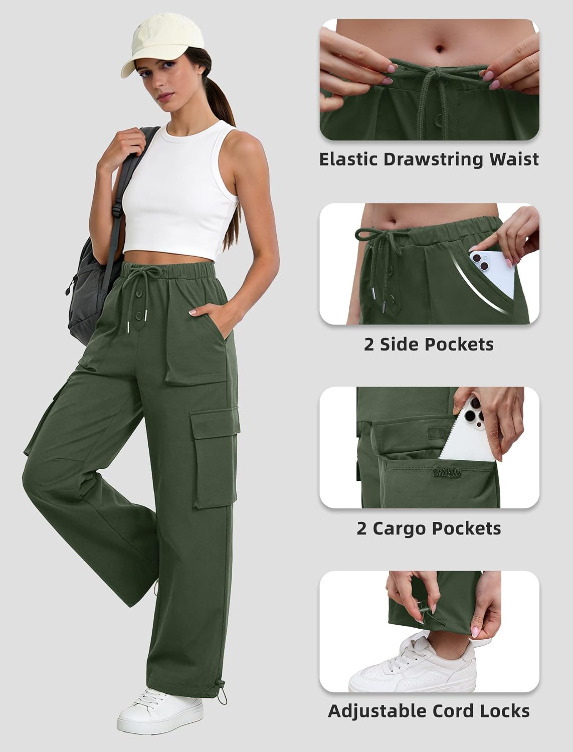 Detalle 2 de DLOODA Women's Cargo Pants