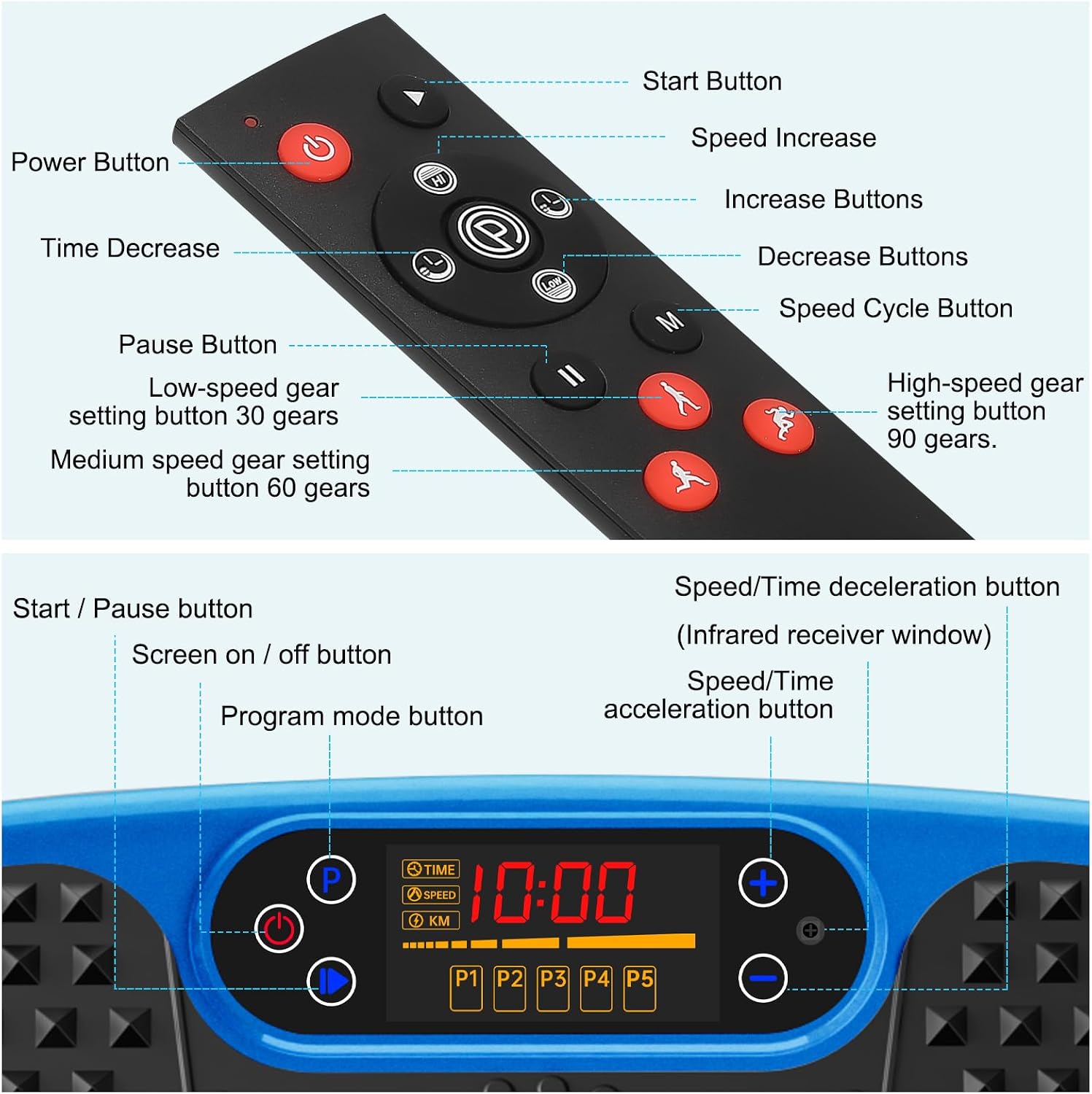 Thumbnail 6 de SoftGym Vibration Plate Exercise Machine, 120 Speeds, LED Display and Bands