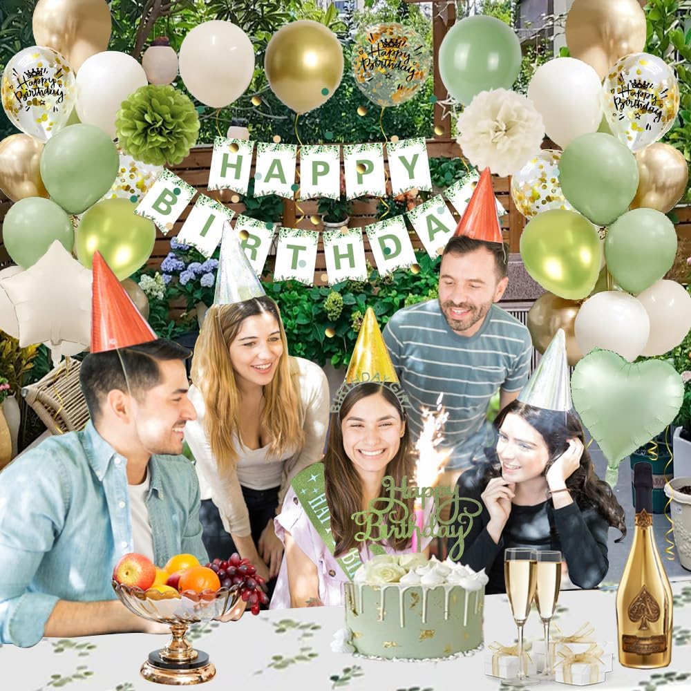 Thumbnail 5 de Geburtstagsdeko Grün Gold – Grüne Gold-Deko Set für Damen-Geburtstag mit Happy Birthday Banner und exklusiven Details
