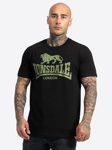 Detalle 2 de Camiseta Lonsdale Bangor Double Pack para hombre – Black/Olive (tallas variadas)