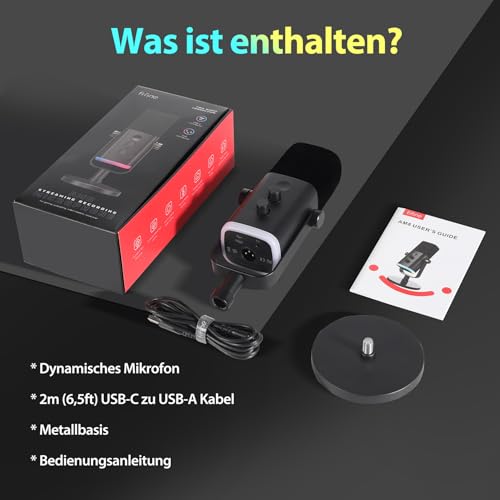 Thumbnail 7 de FIFINE XLR Gaming Mikrofon – USB/XLR, Stummschalttaste, RGB-Lichtring für Streaming, Podcast & Studio