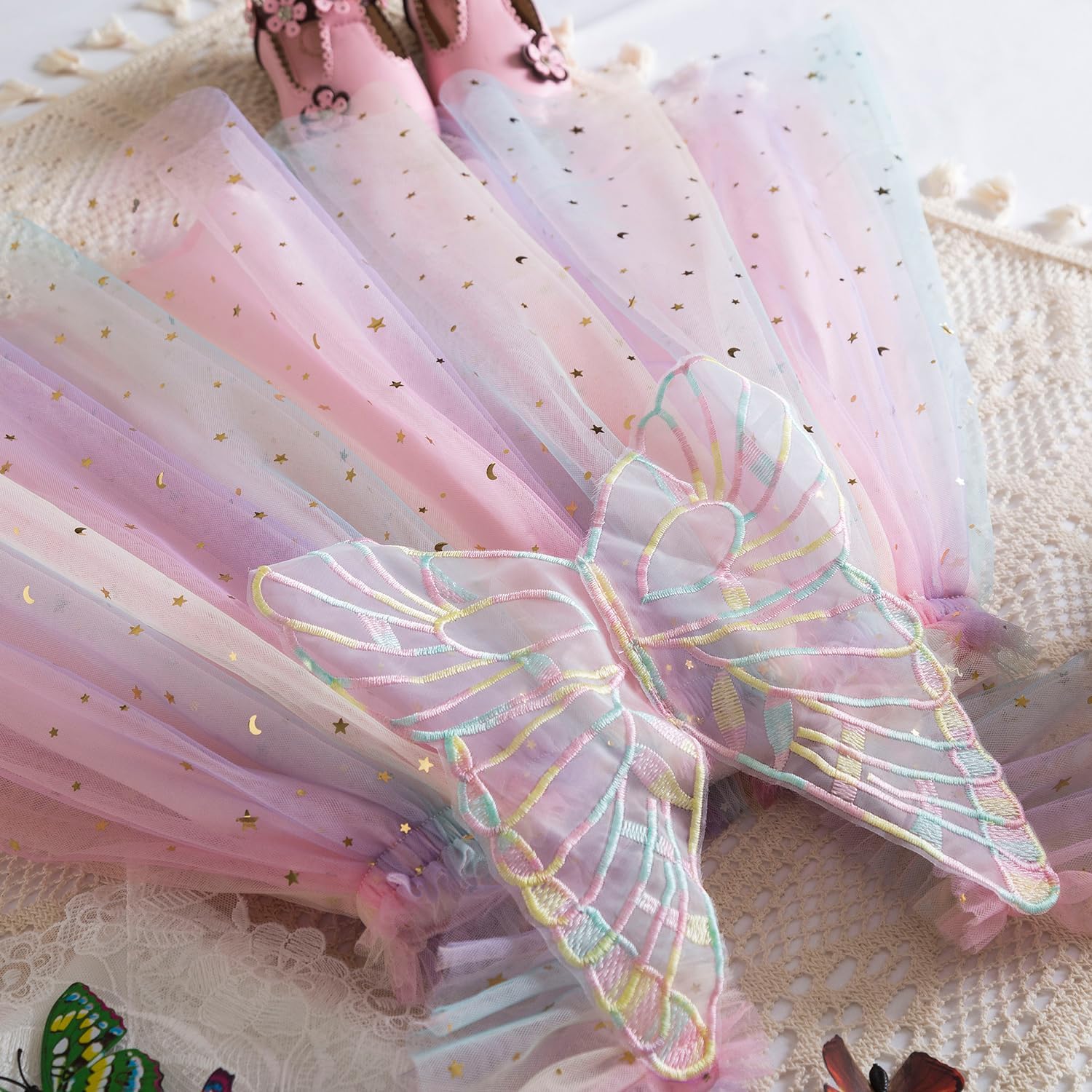 Thumbnail 4 de NNJXD Baby Girl Rainbow Tulle Dress: Fairy Butterfly Party Dress for Toddlers