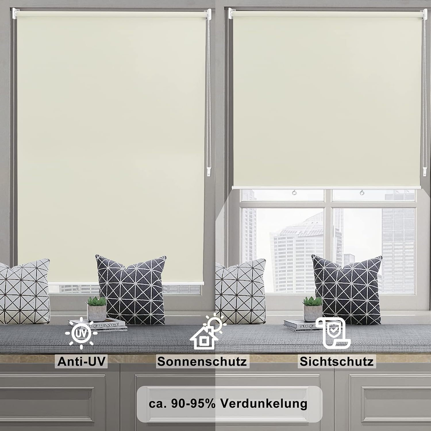 Thumbnail 4 de WOLTU Außenrollo Senkrechtmarkise mit UV- und Sichtschutz, Thermofunktion – Beige 140×240 cm