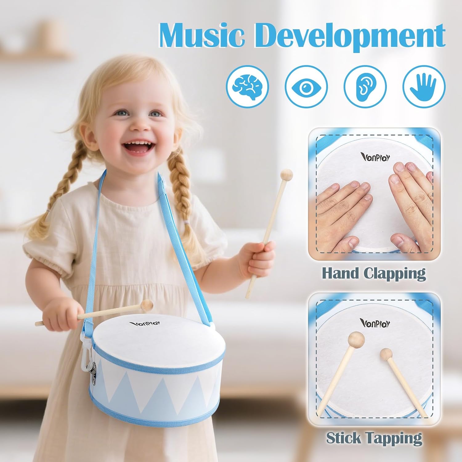 Thumbnail 3 de Musikinstrumente Kinder Trommel 6 in 1 – Holzspielzeug Montessori Set