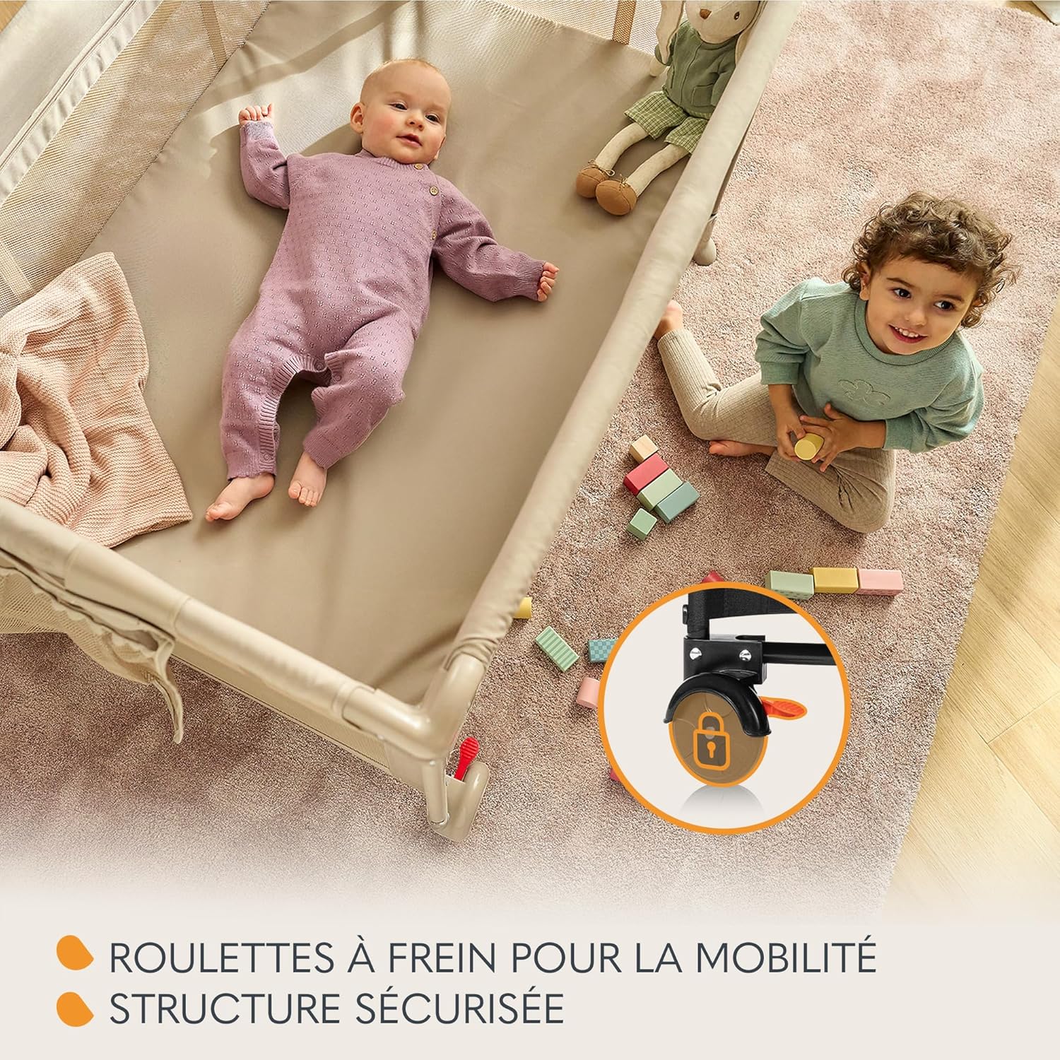 Thumbnail 5 de LIONELO Laura 2en1 Lit de Voyage et Parc Bébé – jusqu'à 15 kg, beige sand / gris