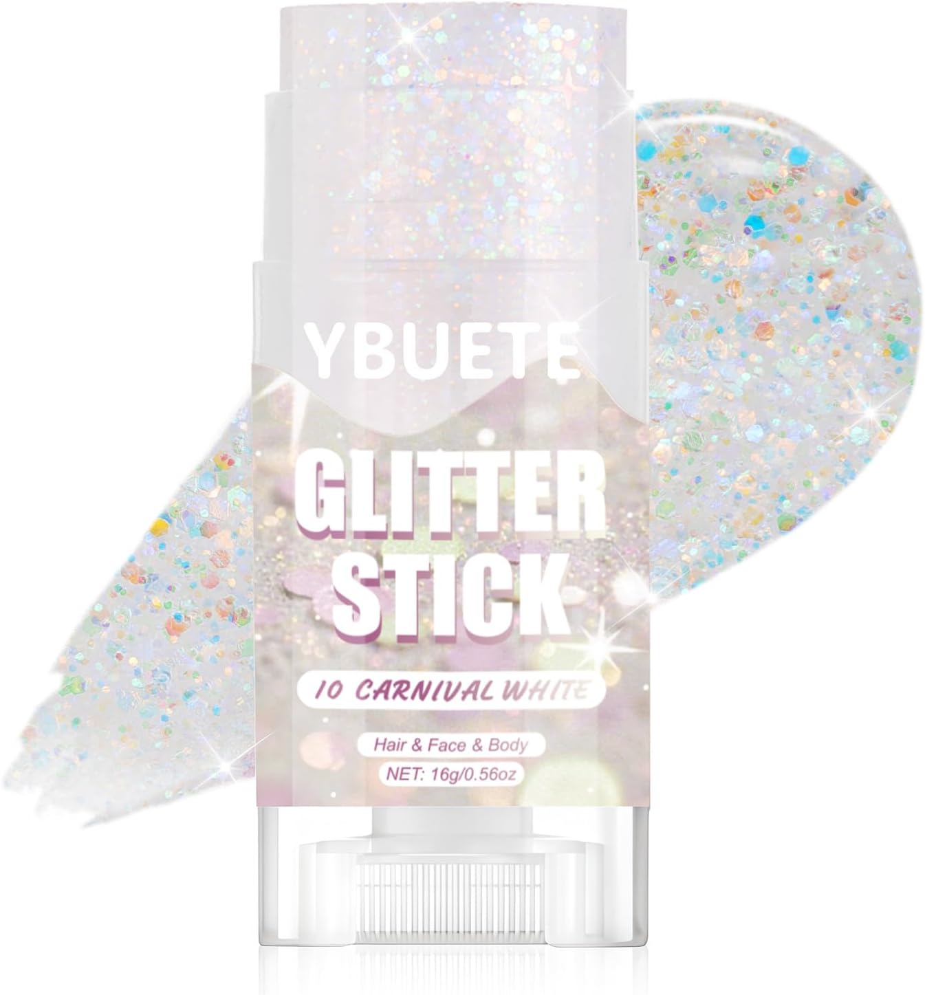 Detalle de YBUETE Carnival White Glitter Stick for Face, Body and Hair