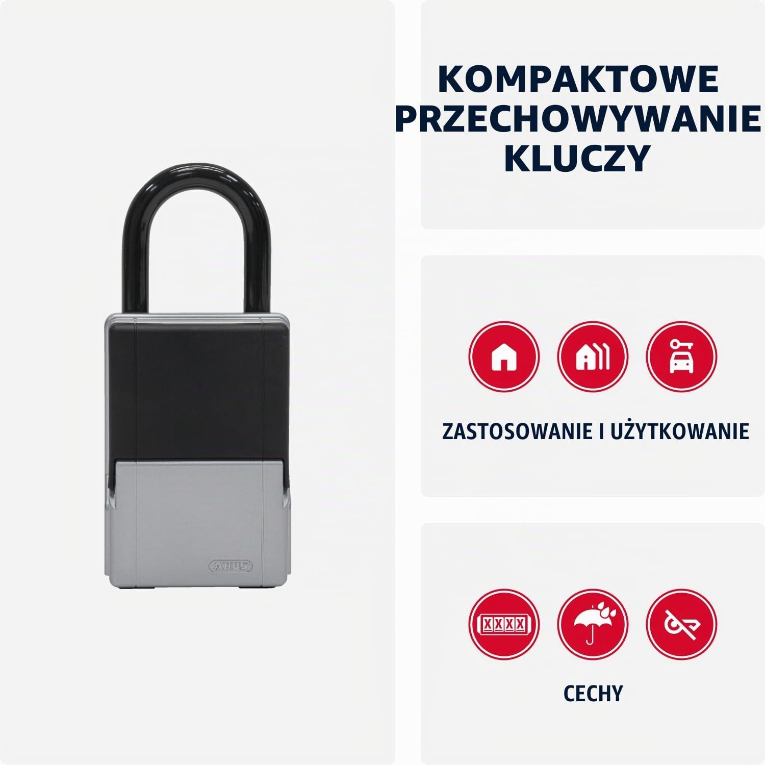 Detalle de ABUS KeyGarage 737 Mini – skrzynka na 8 kluczy z 4-cyfrowym kodem i pałąkiem
