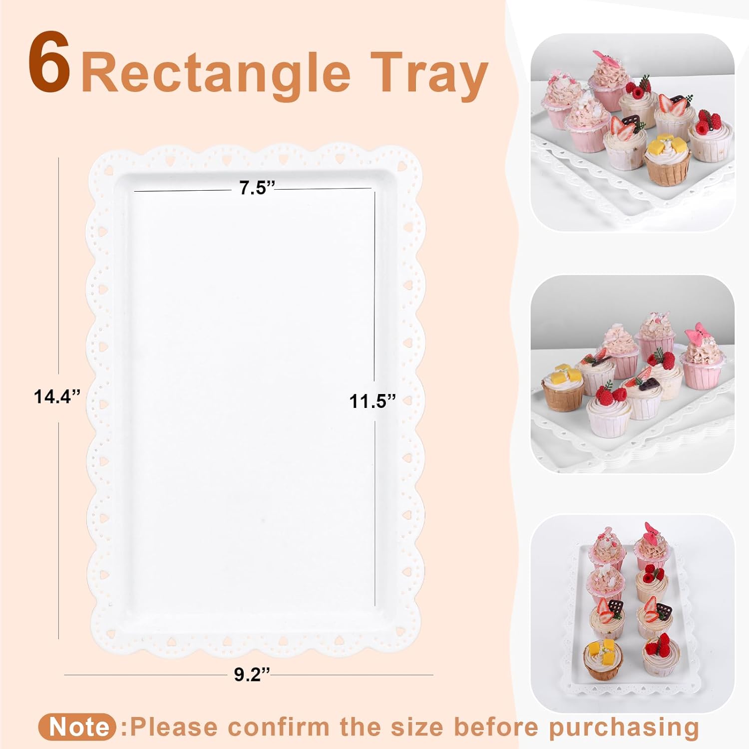 Thumbnail 5 de Mwellewm 10-Piece Tiered Cupcake Stand Set (4 White 3-Tier Cake Stands + Serving Trays)