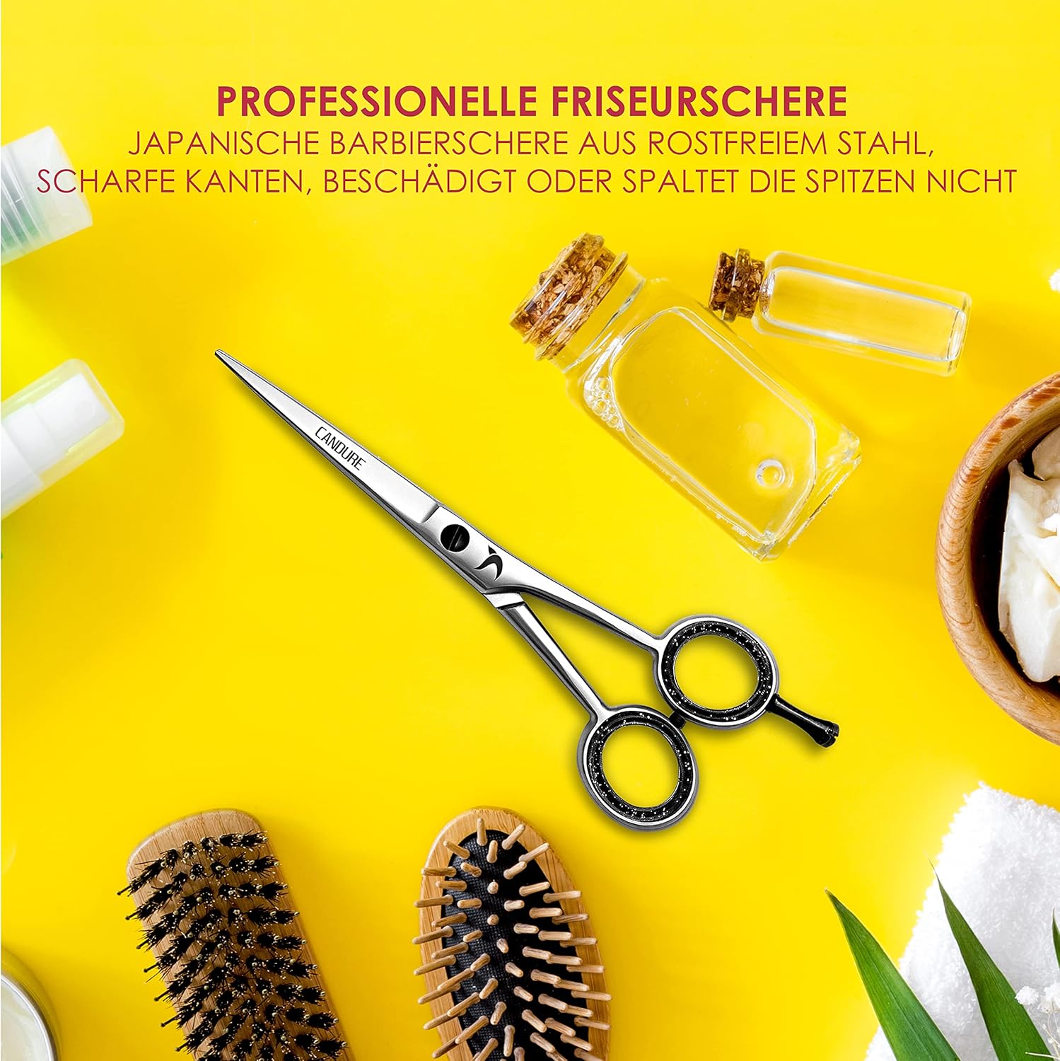 Detalle de Candure Haarschere Friseurschere Profi 6.5 Zoll – präzises Schneiden für Haare, Bart und Tierhaar