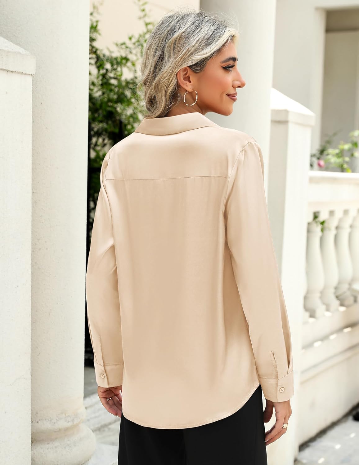Thumbnail 2 de Zeagoo Satin Bluse Damen mit V-Ausschnitt