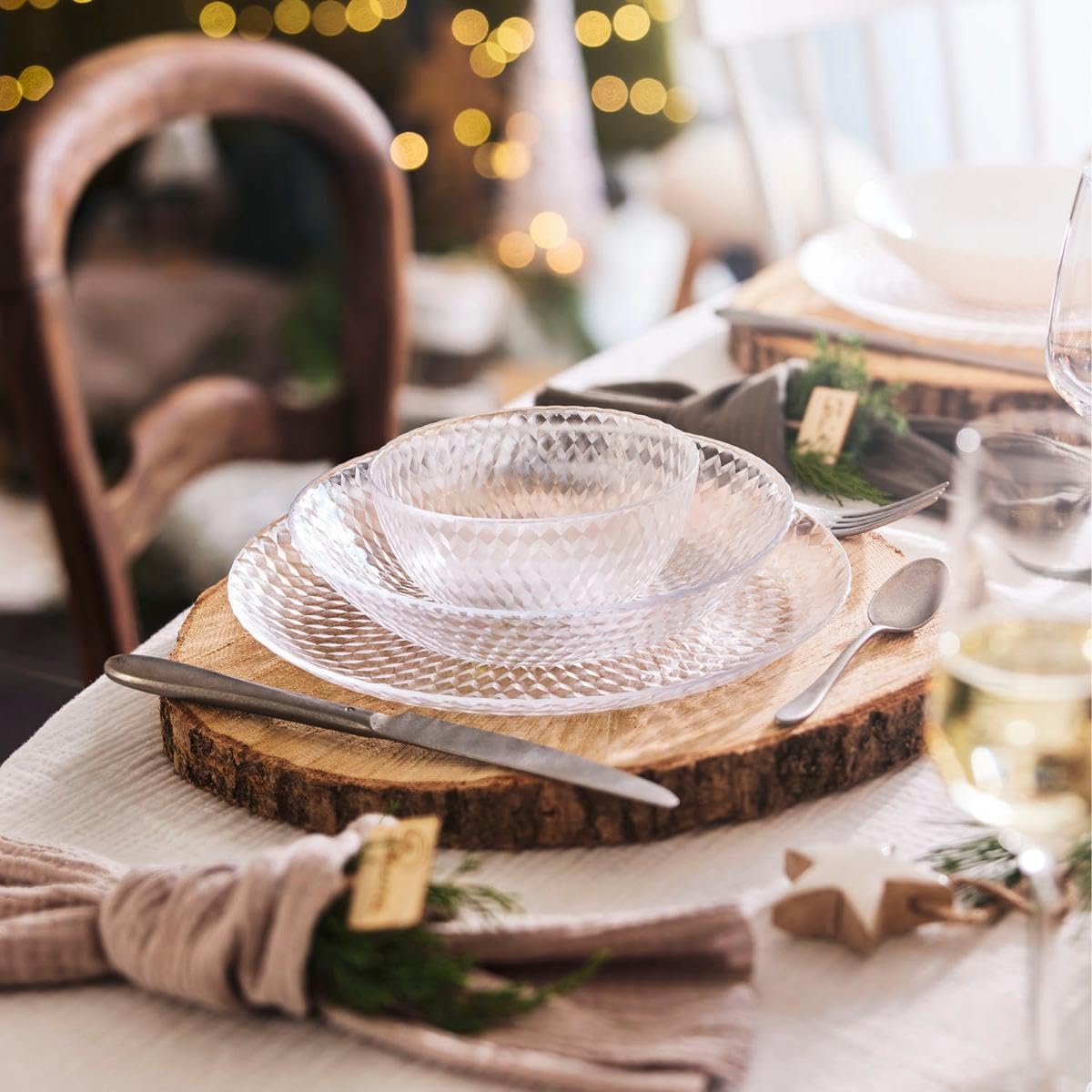 Detalle 2 de Luminarc 5424175 Pampille Clear Glass Dinnerware Set, 18 Pieces