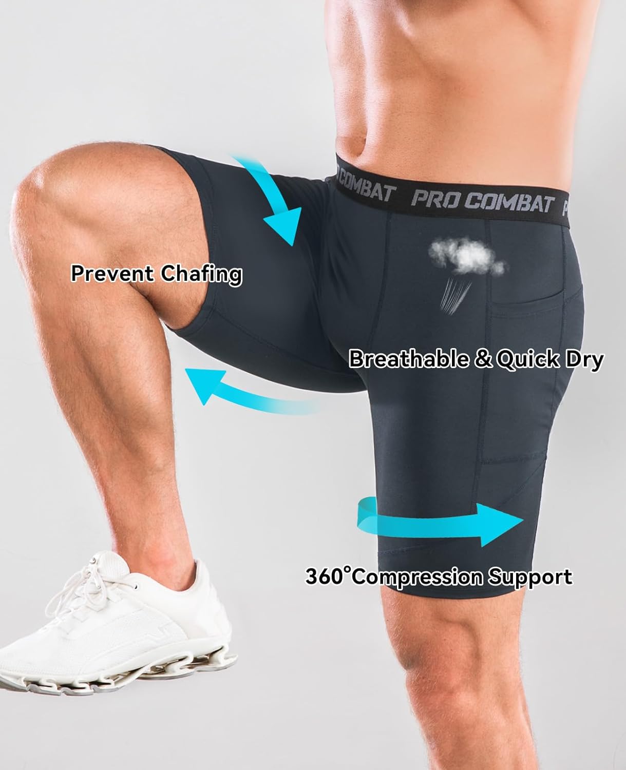 Thumbnail 2 de Niksa Compression Shorts Men: Anti-Chafe Base Layer with Pockets for Gym, Run, and All-Day Comfort