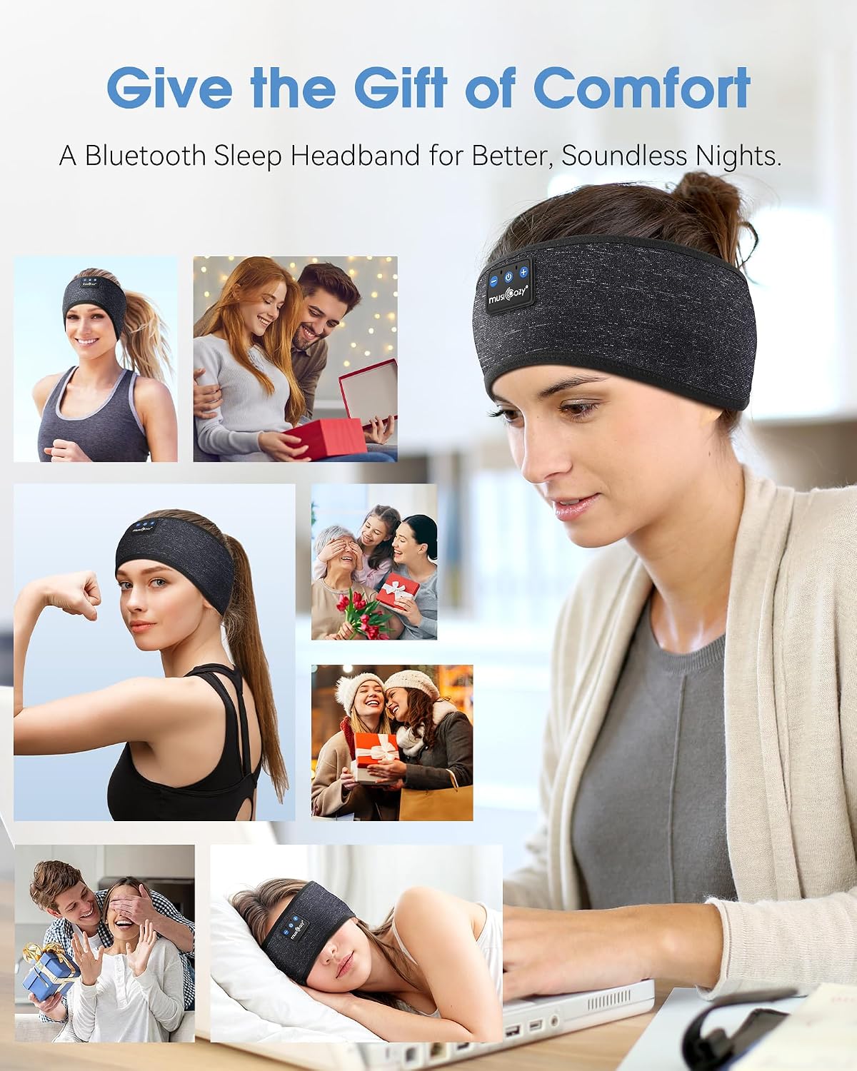Detalle 2 de MUSICOZY Bluetooth 5.4 sleep headband
