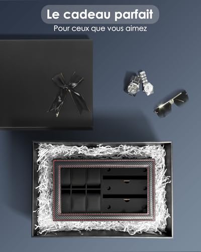 Thumbnail 6 de Kukikan Étui pour montre design – boîte à bijoux à 2 niveaux avec couvercle en verre et serrure