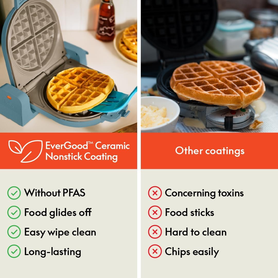 Detalle de bella Flip-n-Store Waffle Maker with EverGood™ Ceramic Nonstick Coating (7” Plates, 1000W)