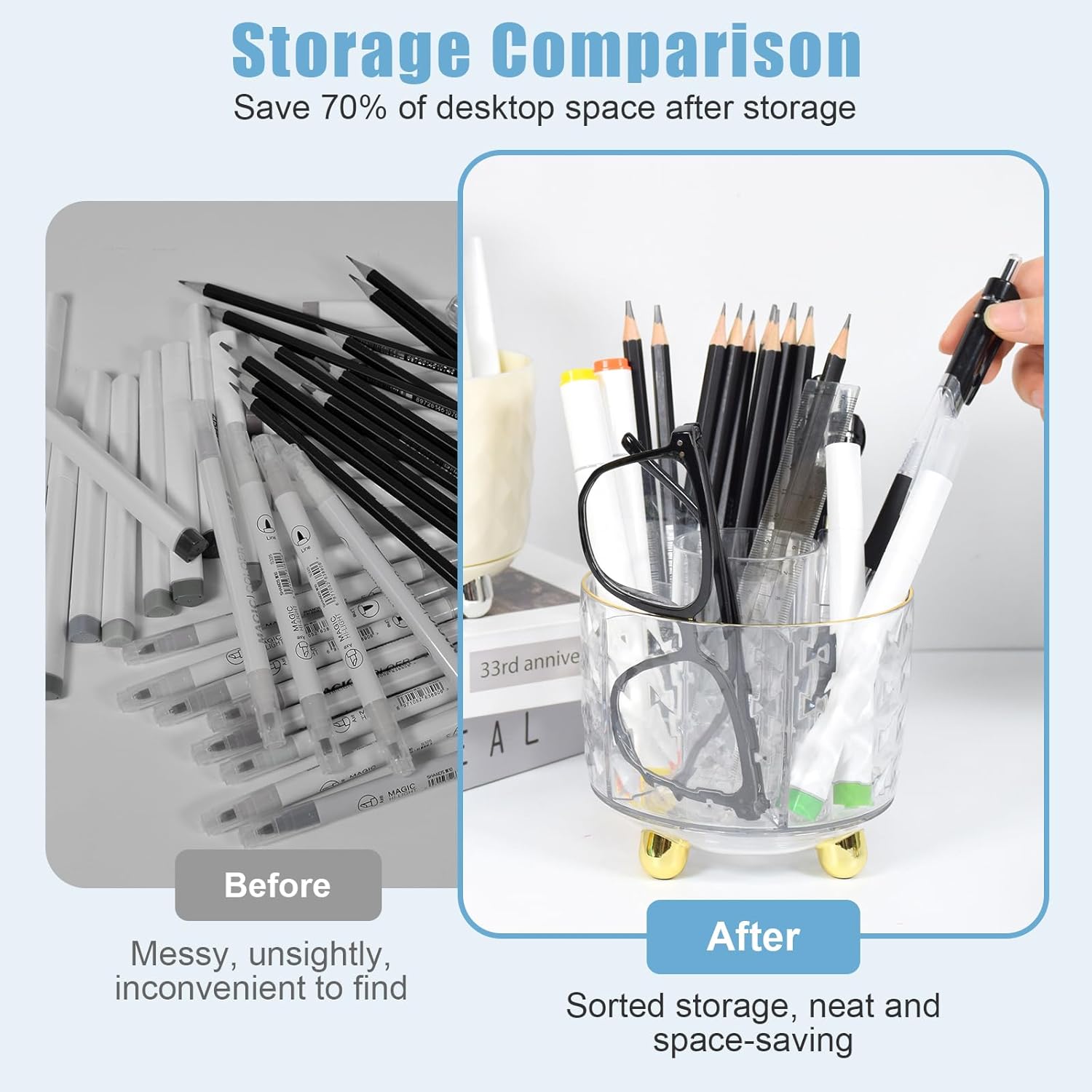 Thumbnail 3 de Elezeal Pen Holder 360° Spinning Makeup Brush Holder with 6 Slots