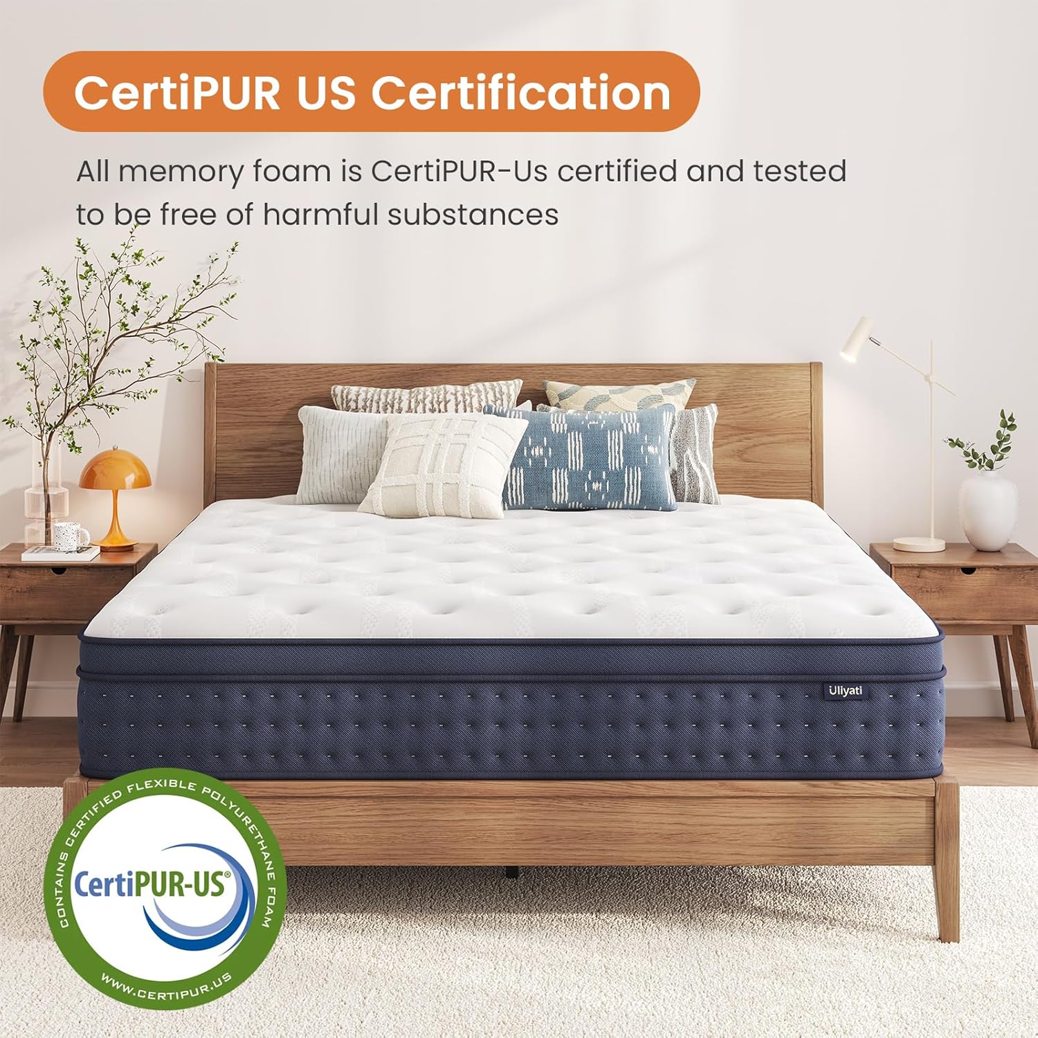 Detalle 2 de Uliyati 4FT6 Double Mattress: 10-Inch Gel Memory Foam Hybrid with 7-Zone Orthopaedic Pocket Springs