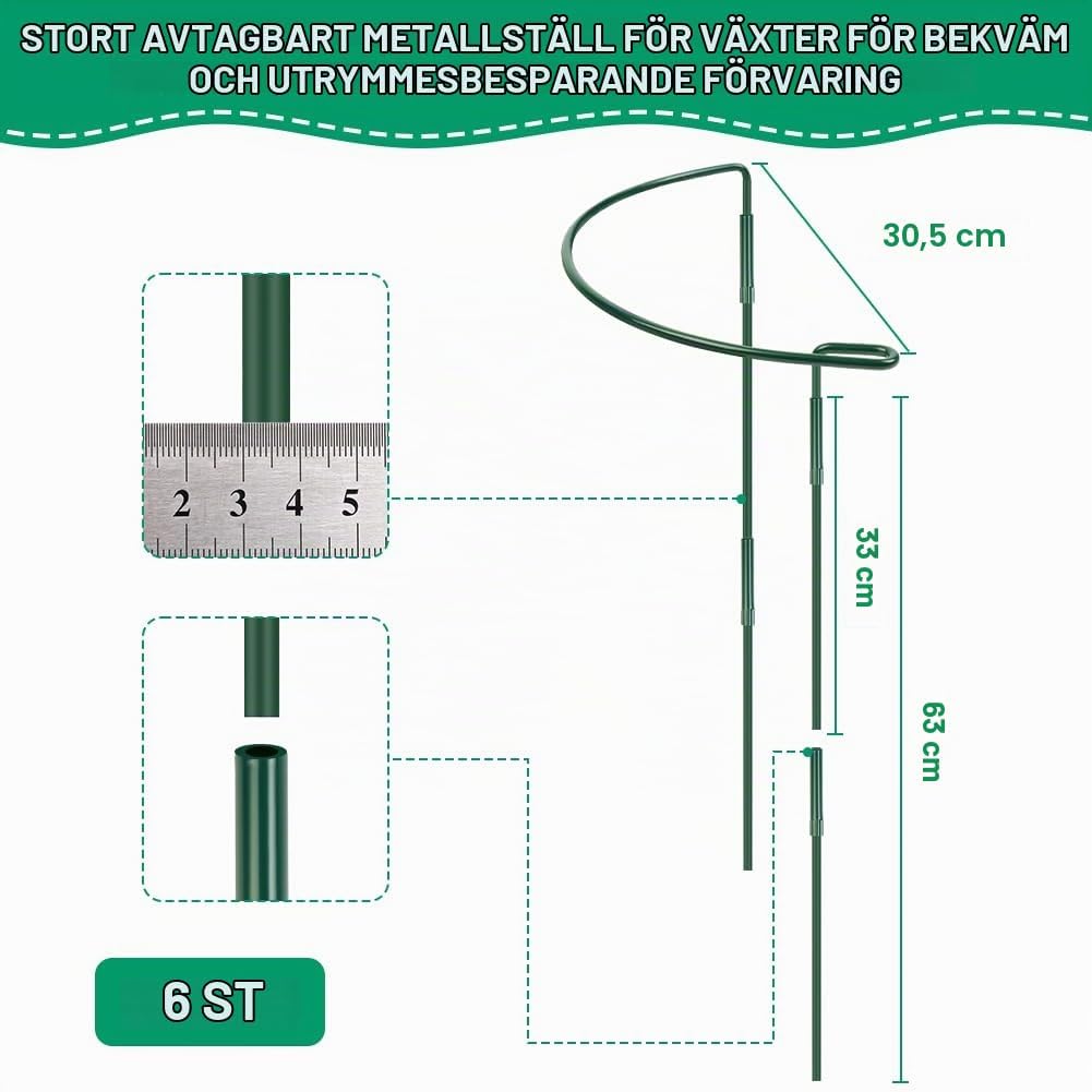Thumbnail 1 de OFFCUP 4275336 växtstöd i metall, 6-pack 30 x 60 cm, gröna