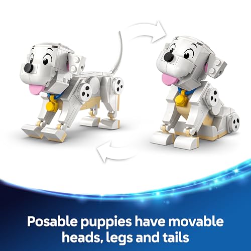Detalle de LEGO Disney Lucky & Penny 101 Dalmatians Puppies (43271): Playful Pet Figures with Movable Parts