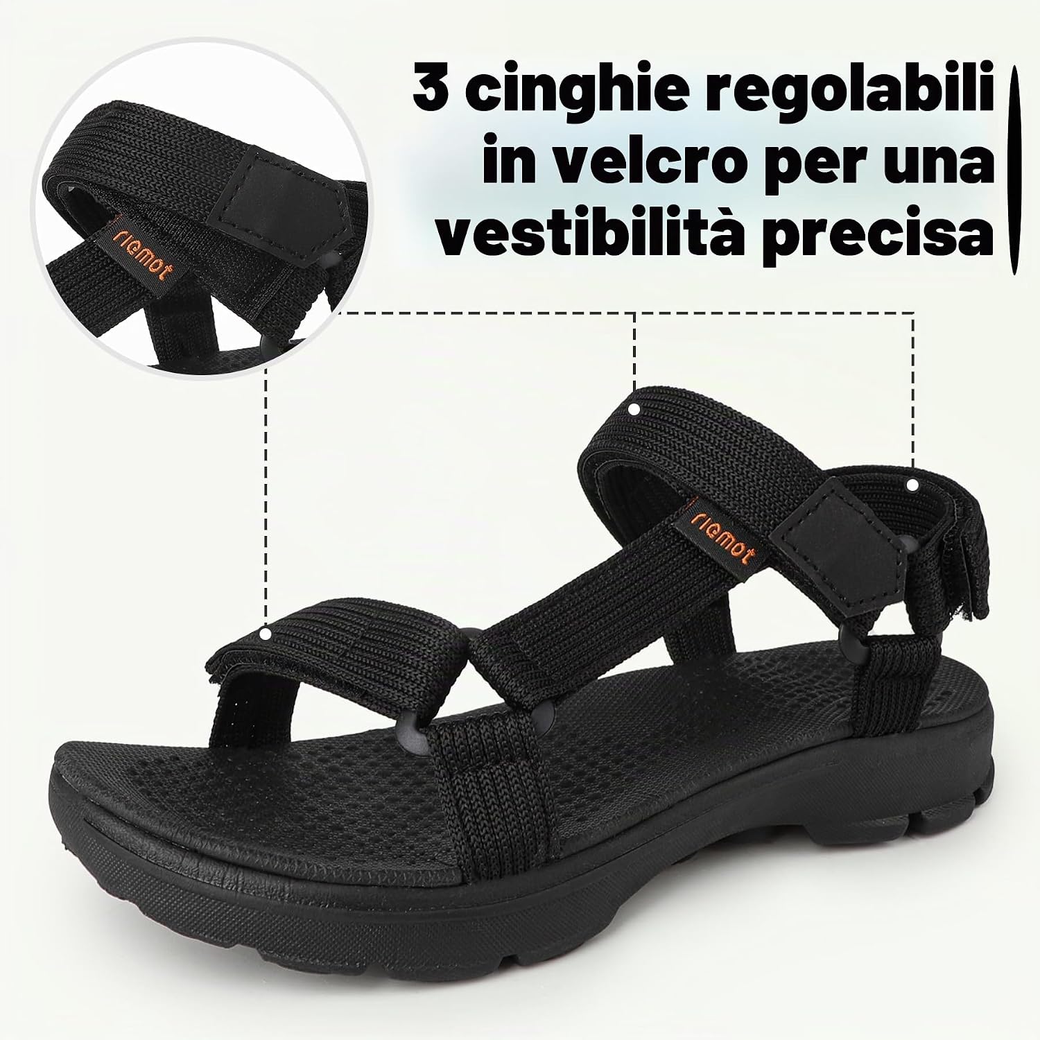 Detalle de riemot Sandali Sportivi da Donna/Uomo per Esterno – Leggeri, Antiscivolo e Regolabili