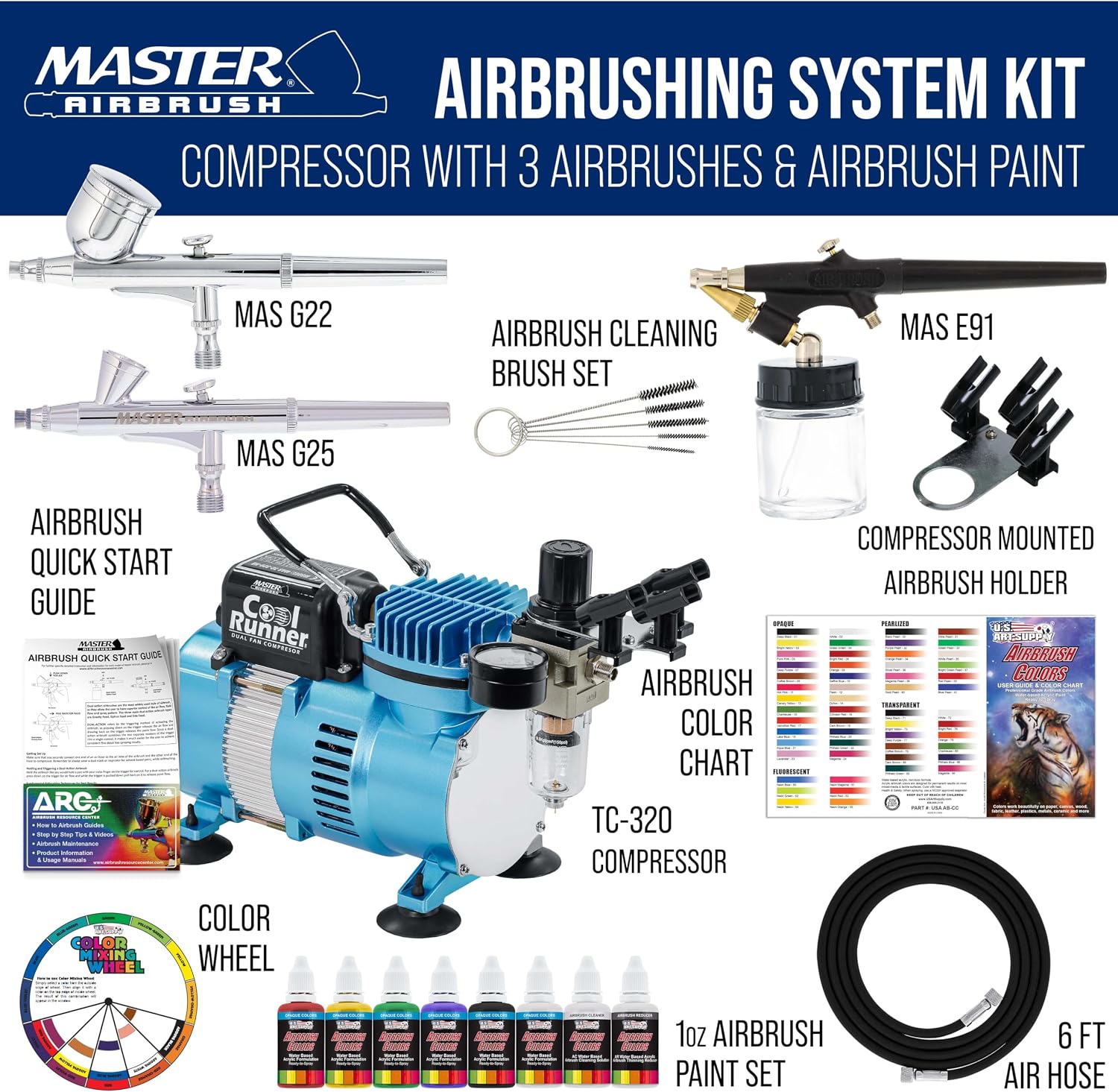 Thumbnail 1 de Master Airbrush Airbrush Kit with TC-320 Compressor