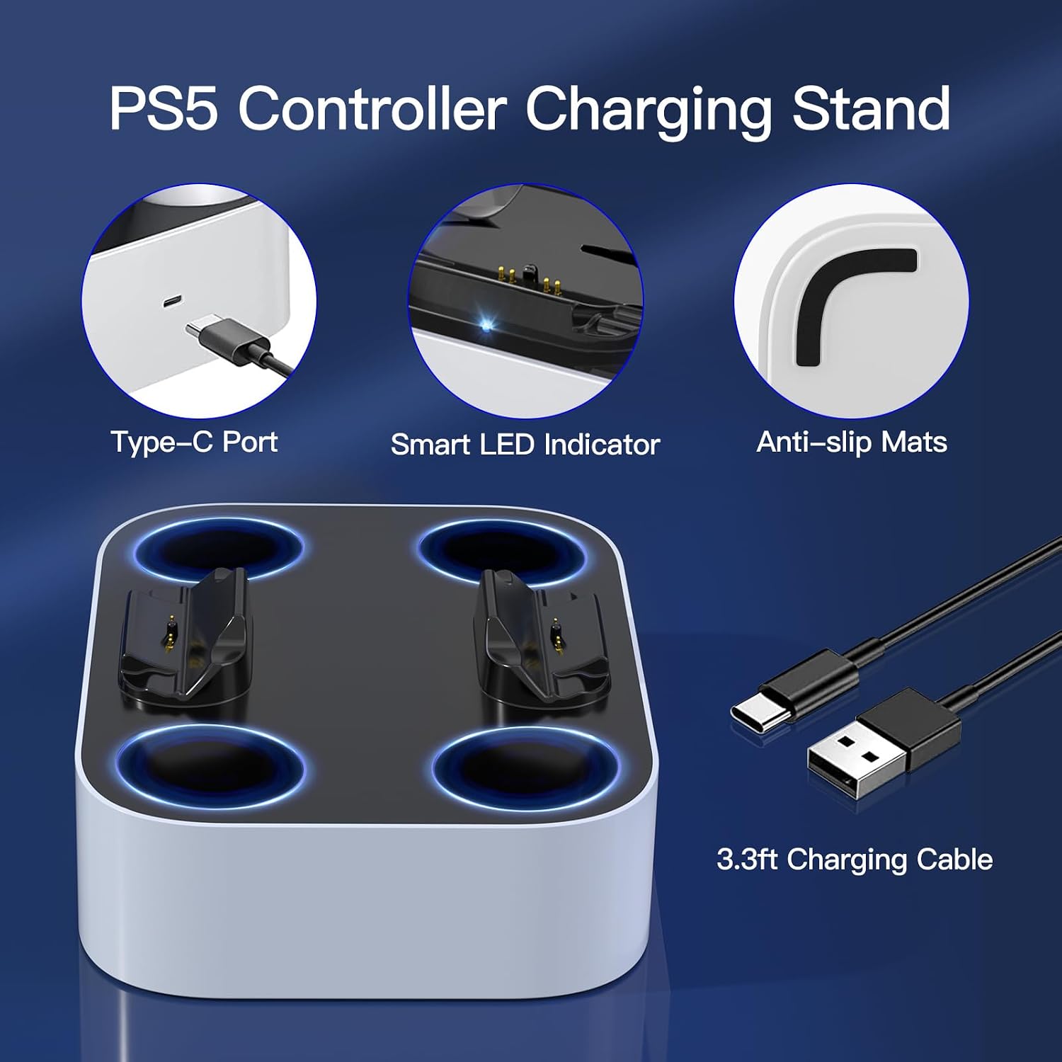 Detalle 2 de NEWDERY PS5 Controller Charging Station 2-port