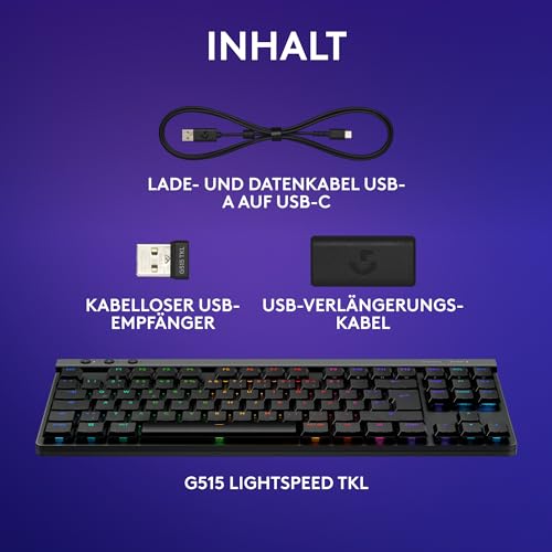Thumbnail 7 de Logitech G G515 LIGHTSPEED TKL Kabellose Gaming-Tastatur – QWERTZ, Schwarz (Braune GL-Switches)