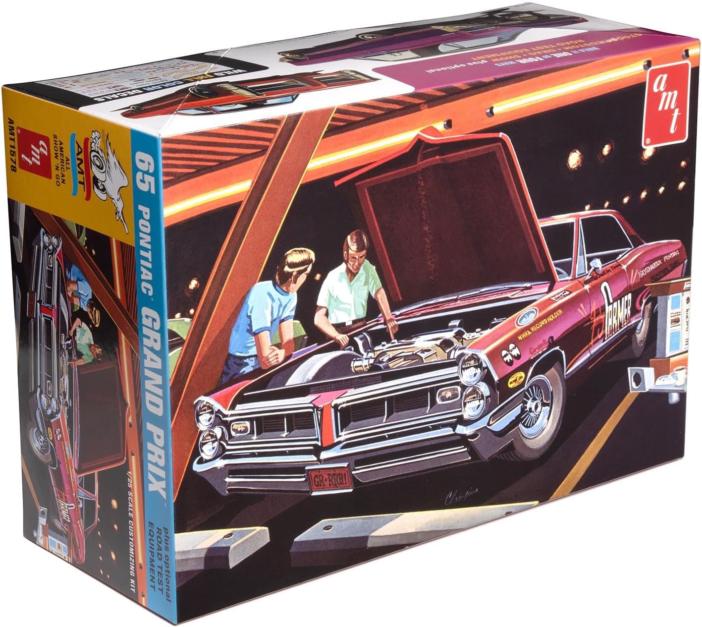 Detalle de AMT 1965 ポンティアック グランプリ ショーアンドゴー 1:25スケールモデルキット、4種の組み立て仕様