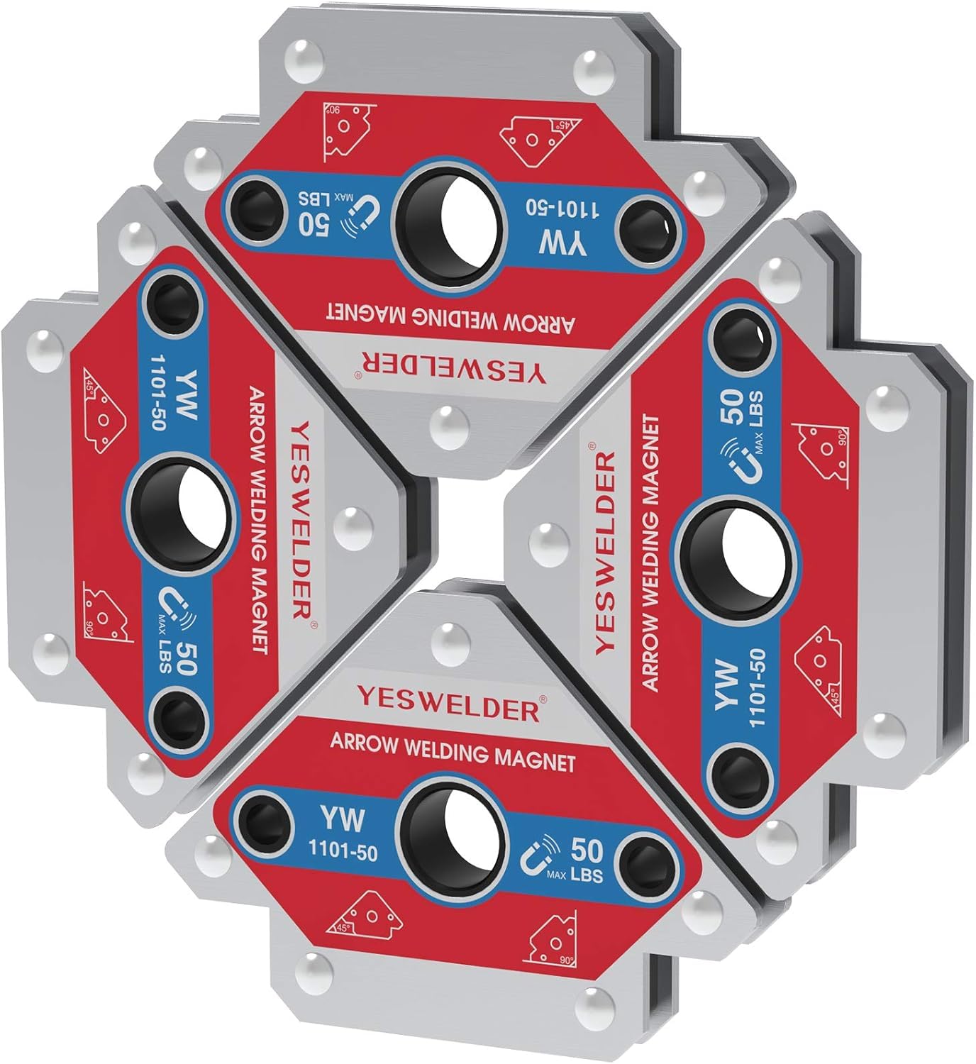 Thumbnail 5 de YESWELDER 50LB magneti per saldatura (4 pezzi) con supporto multiangolo 45°, 90° e 135°