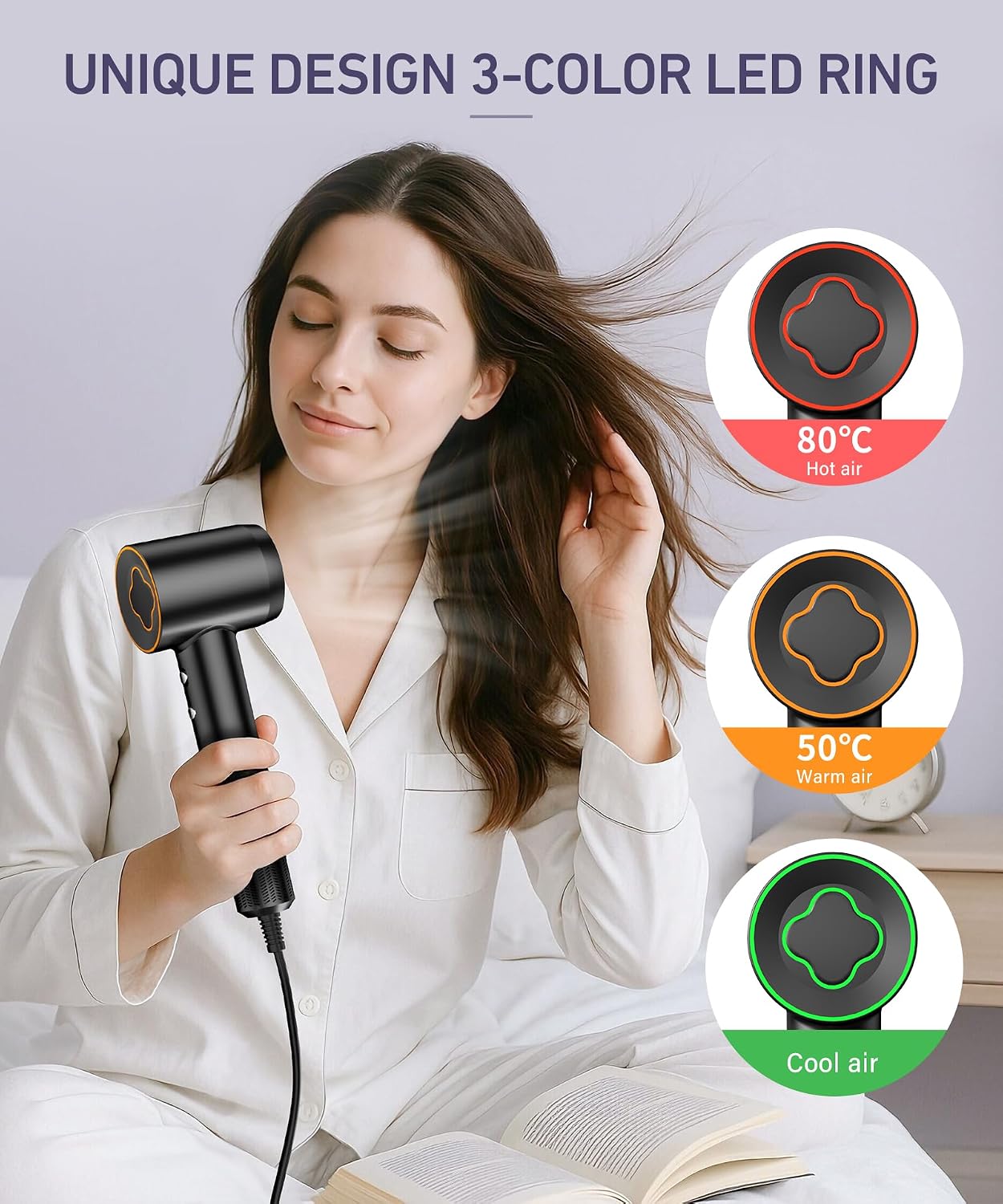 Detalle de Cosy Companions High-Speed Ionic Hair Dryer, 150,000 RPM Brushless Motor, Diffuser