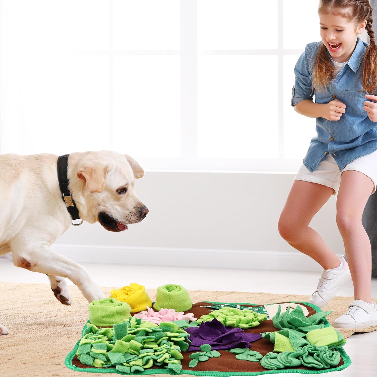 Thumbnail 5 de MoYouno Snuffle Mat for Dogs: Interactive Foraging and Slow Feeding Mat (Green Khaki)