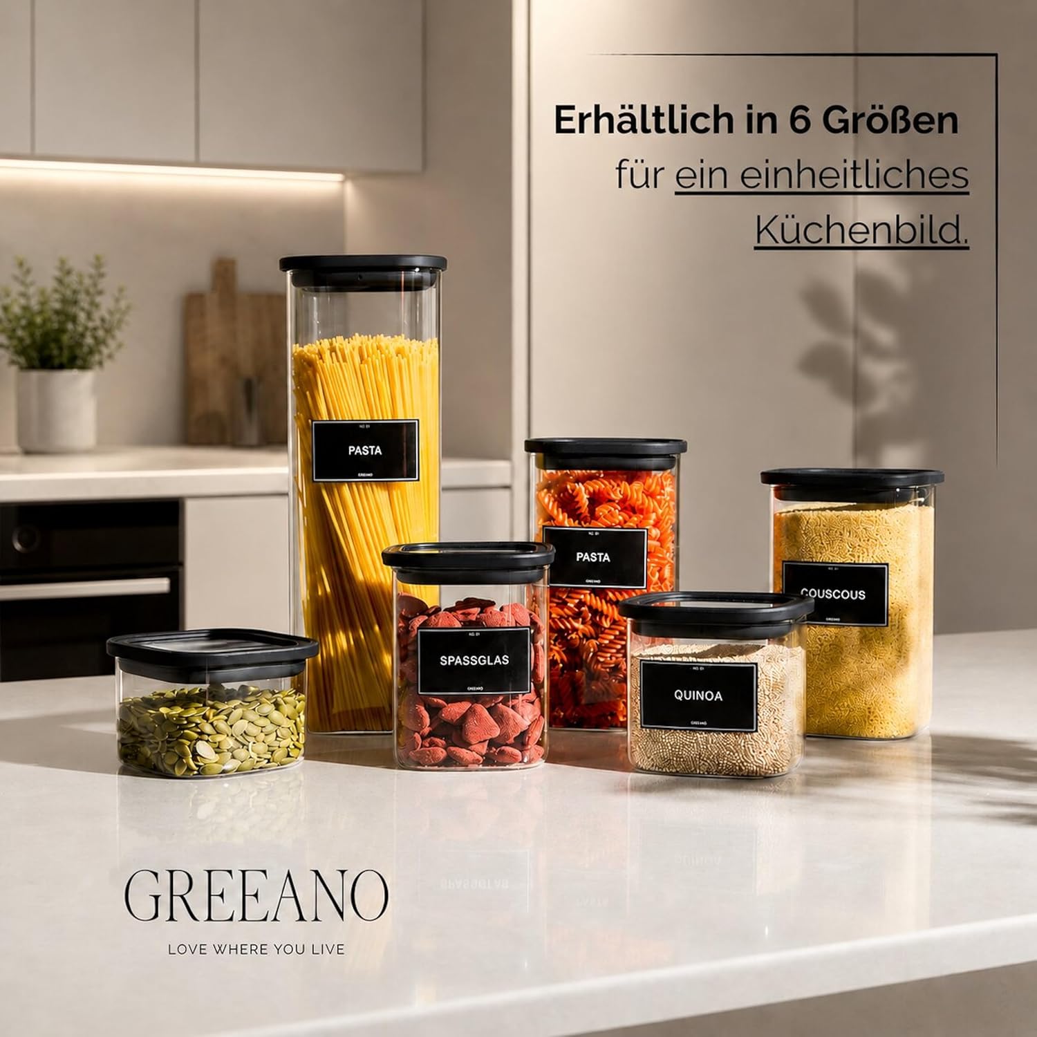 Thumbnail 6 de Greeano Vorratsgläser eckig 600ml 4er Set