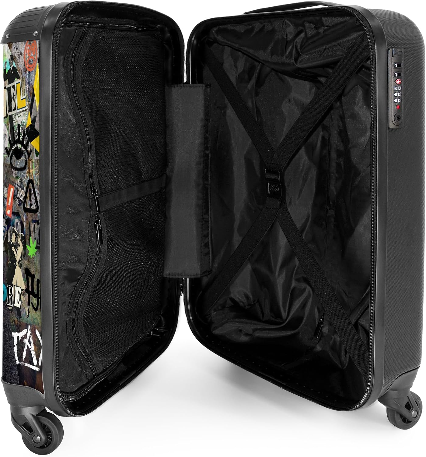 Detalle 2 de NoBoringSuitcases Mona Lisa Graffiti ✈️ Maleta de cabina 55x40x20