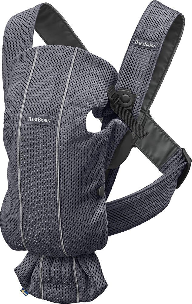 Detalle de BABYBJÖRN Baby Carrier Mini, 3D Mesh, Anthracite – practical first carrier for newborns
