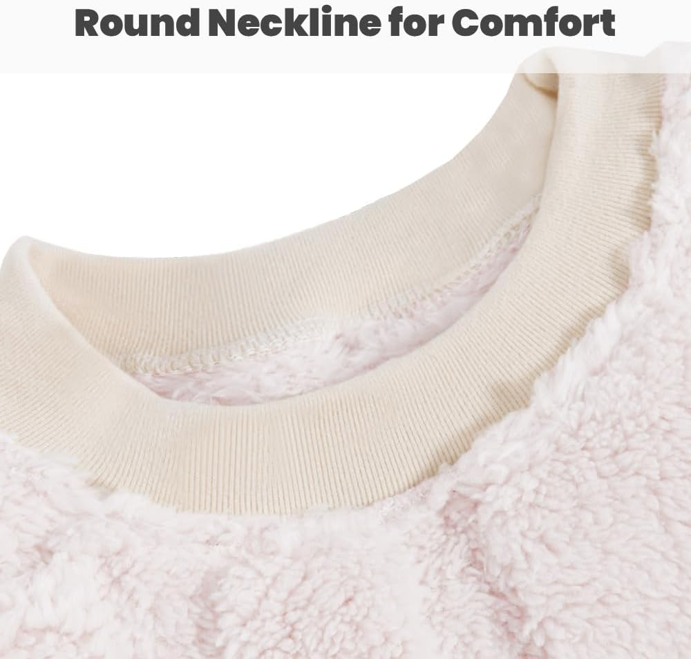 Detalle de JiAmy fleece-set för barn – fluffig tvådelad hemmadräkt, 12 mån–6 år