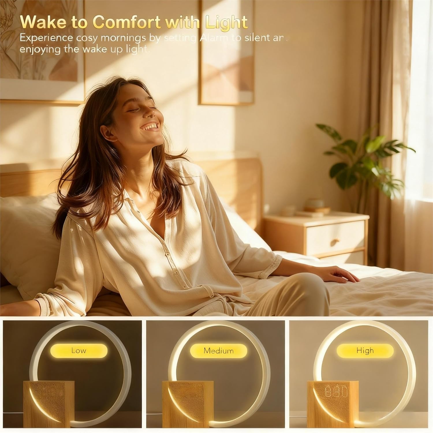 Thumbnail 3 de blonbar 10W Nachttischlampe mit Wake Up Licht – Schlafhilfe, Dual-Wecker und USB-Ladeanschlüsse