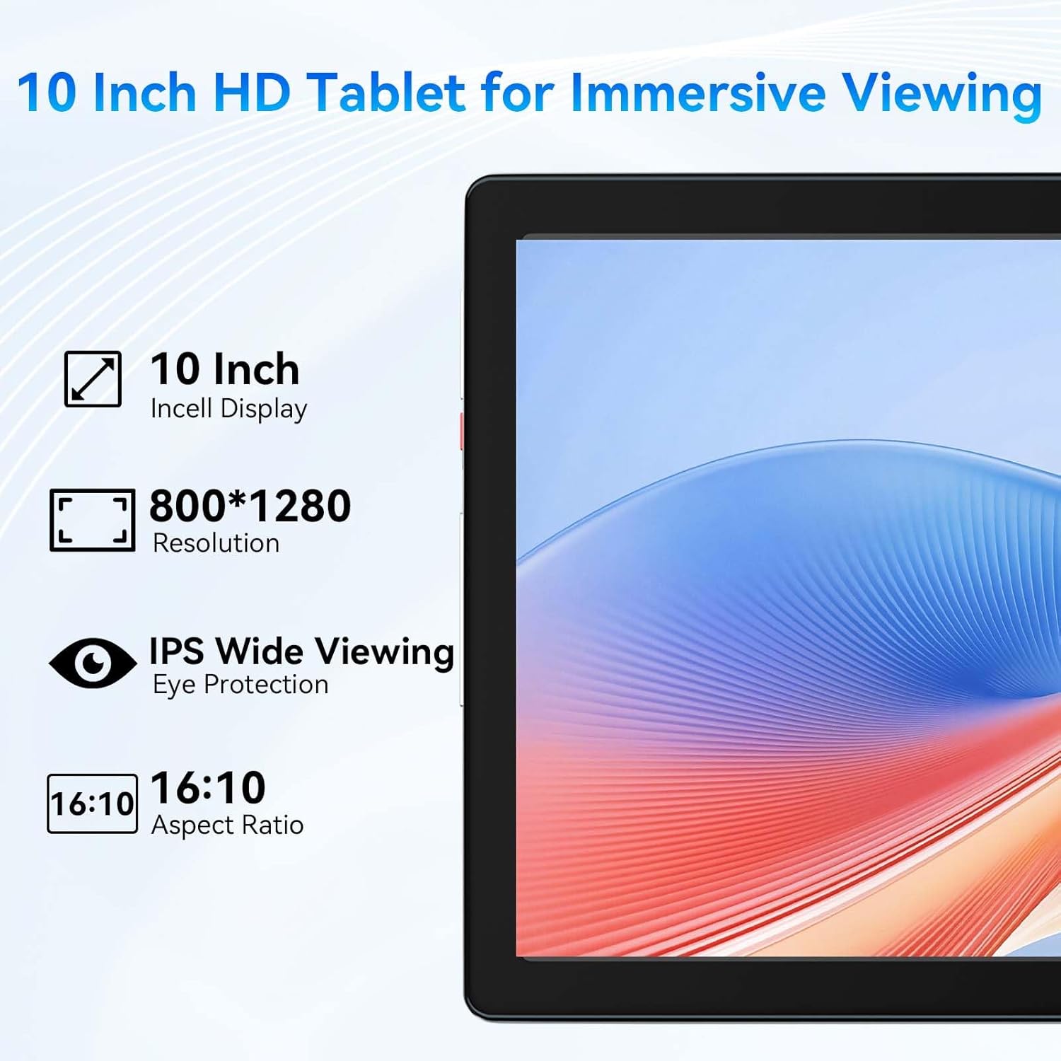 Thumbnail 3 de Hakaug 10-inch Android 13 Quad-Core Tablet (6GB RAM, 64GB storage, 5000 mAh) – Silver