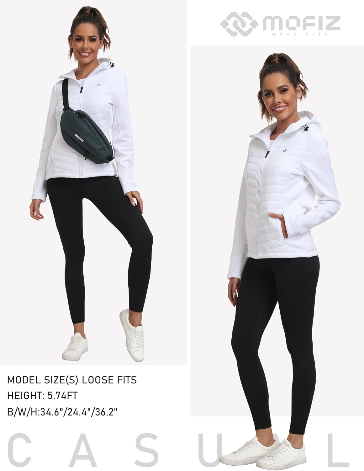 Thumbnail 6 de MoFiz Women's Fleece-Lined Softshell Jacket with Hood, Stretch Fabric and 4 Pockets