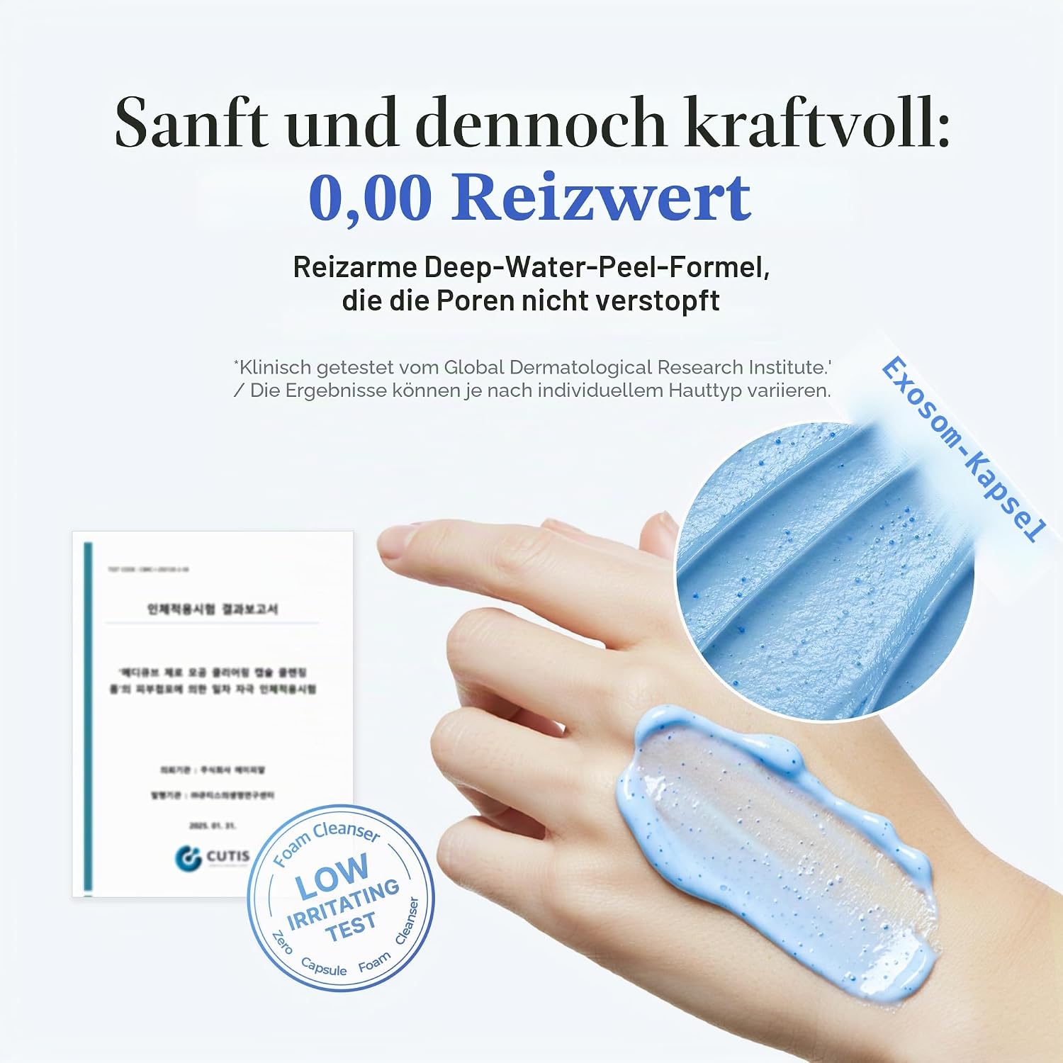 Detalle de Medicube Zero Pore Clear Blue Capsule Cleanser – Sanfter Schaumsreiniger mit AHA, BHA & PHA
