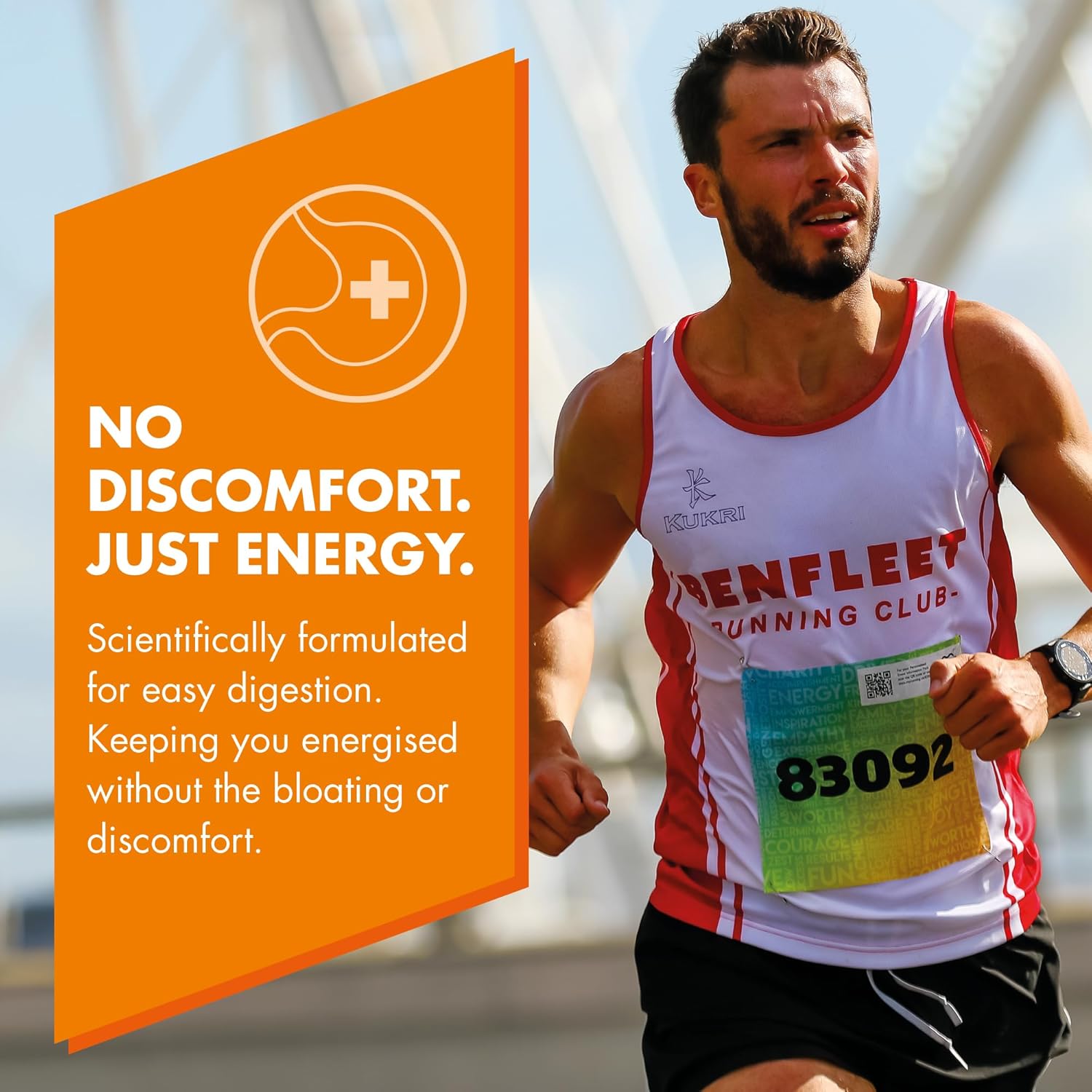 Detalle de HIGH5 Running Gels Energy (Orange) – Caffeine-free energy gel with quick-release carbs, 20 x 40g